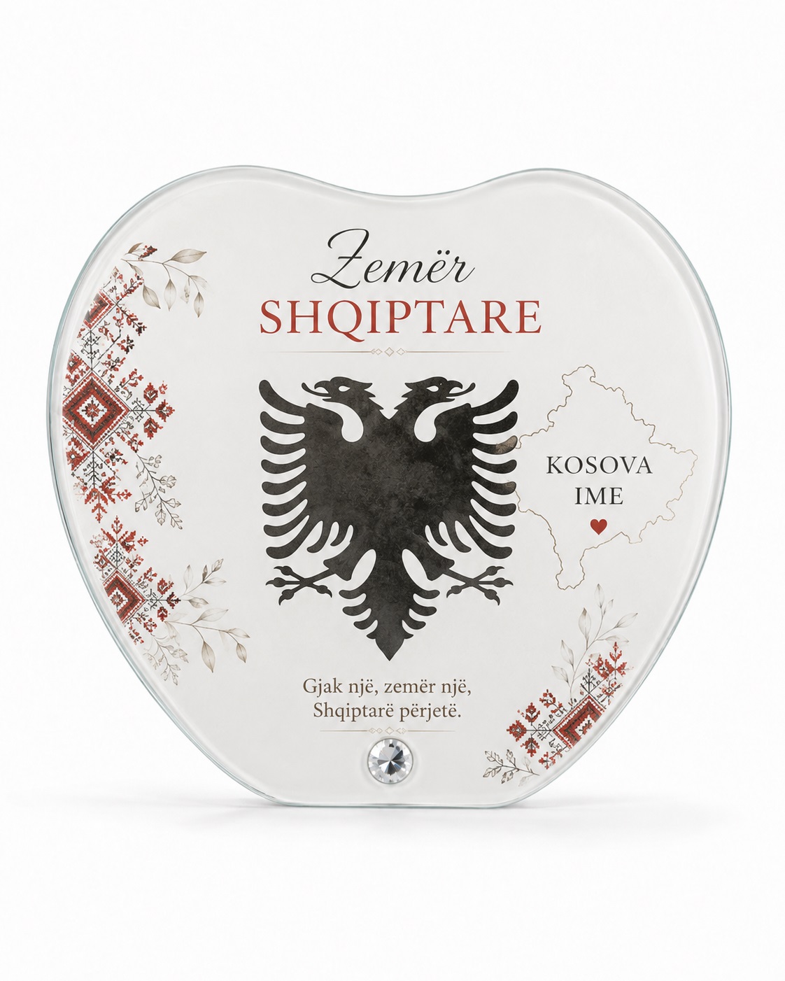 Kornizë Xhami në Formë Zemre, e Personalizuar, 19 × 16 cm – foto 3