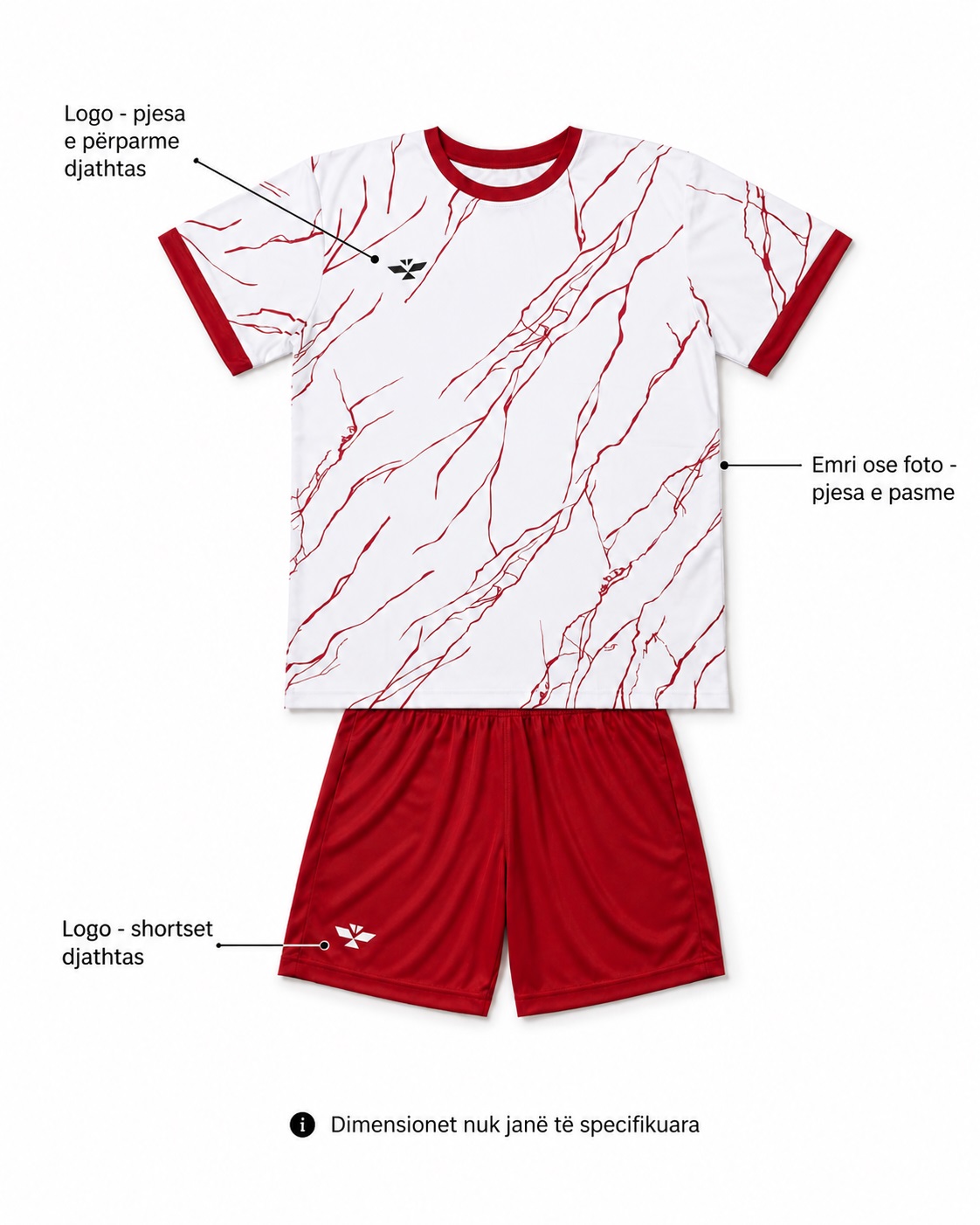 Komplet Sportiv Kuq e Bardhë për Femra, i Personalizuar - foto 1