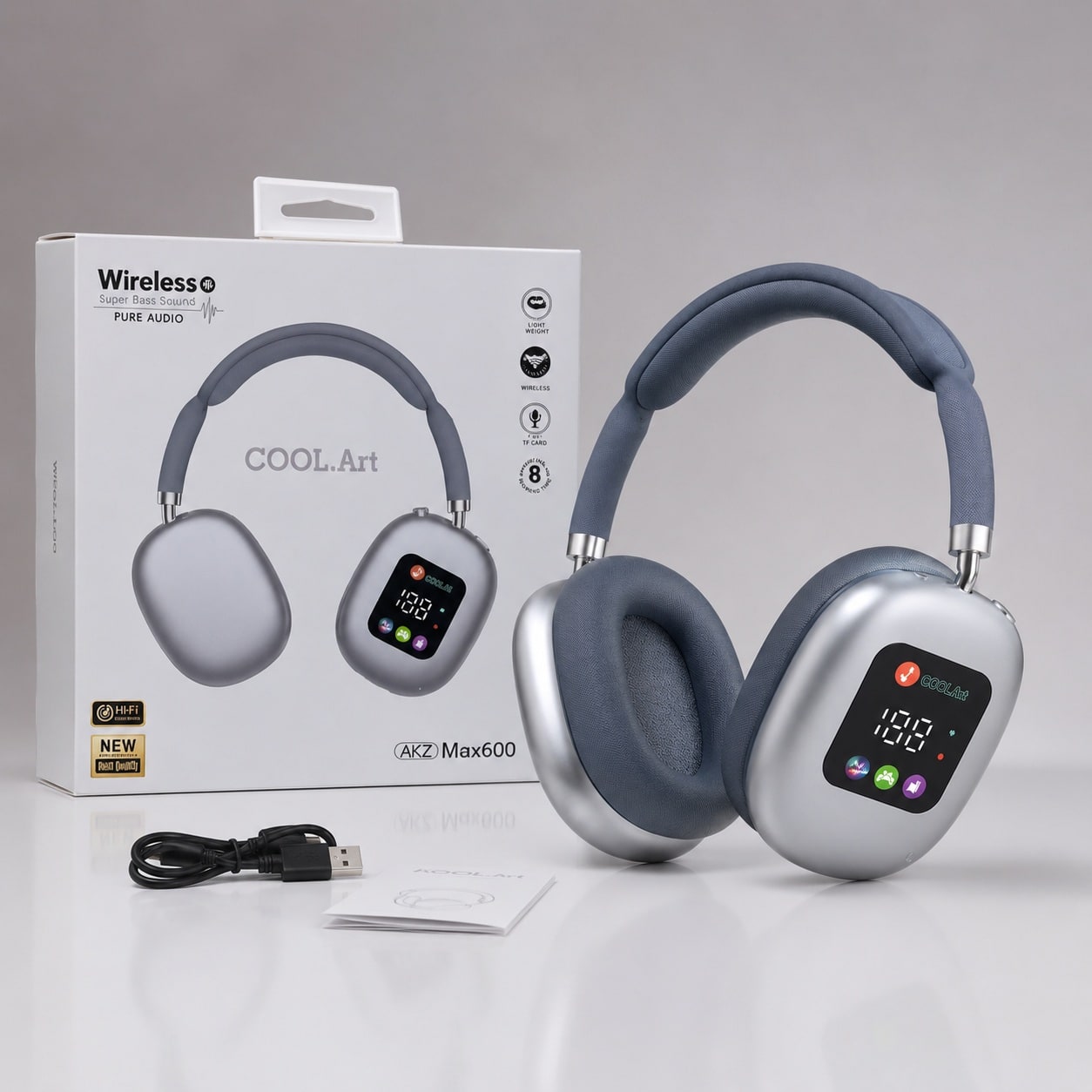Kufje Wireless COOL.Art AKZ Max600 – Over-Ear, Super Bass Sound, me Kabllo Karikimi - foto 1