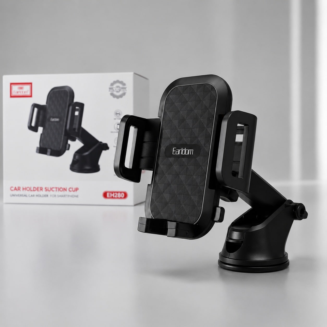 Mbajtëse Telefoni për Makinë Earldom EH280 – Suction Cup, Rotacion 360°, Krah Teleskopik dhe Gravity Linkage - foto 1