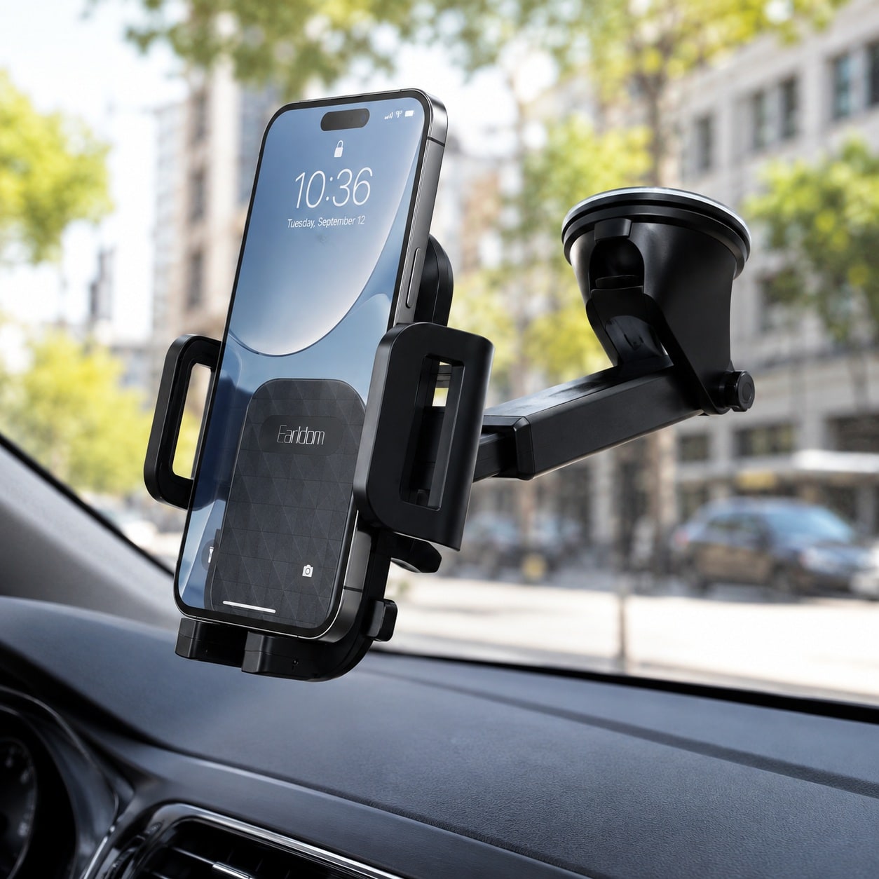 Mbajtëse Telefoni për Makinë Earldom EH280 – Suction Cup, Rotacion 360°, Krah Teleskopik dhe Gravity Linkage - foto 4
