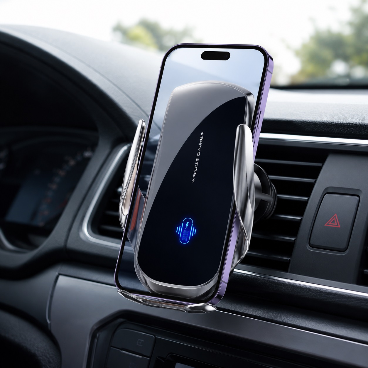 Mbajtëse Telefoni për Makinë T1 me Karikim Wireless 15W dhe Rrotullim 360° - foto 4