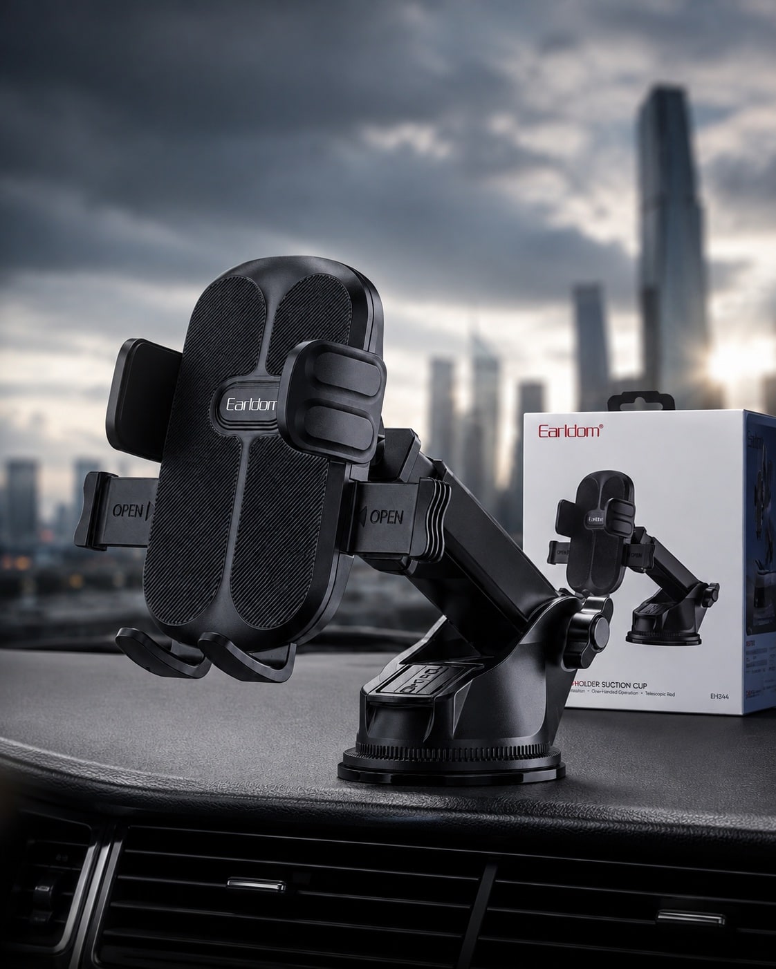 Mbajtëse Telefoni për Makinë Earldom ET-EH344 – Suction Cup, Rotacion 360°, Krah Teleskopik, për Smartphone 4.7–7.2" - foto 5