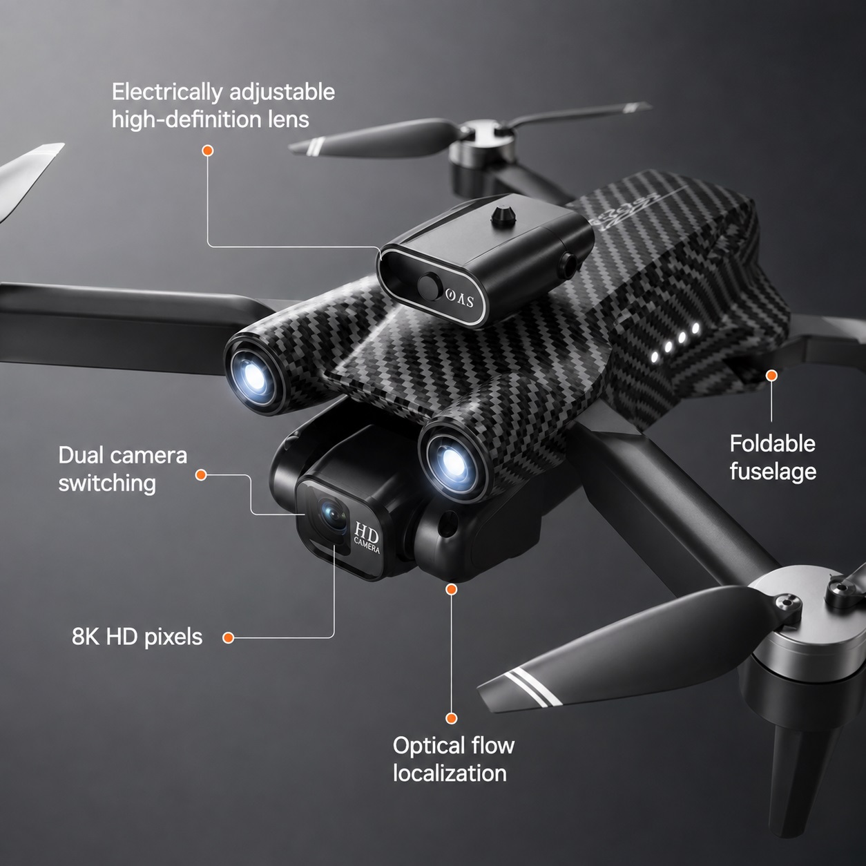 Mini Dron i Palosshëm A13 me Kamera të Dyfishtë të Deklaruar 8K, Shmangie Pengesash, Optical Flow dhe Telekomandë - foto 3