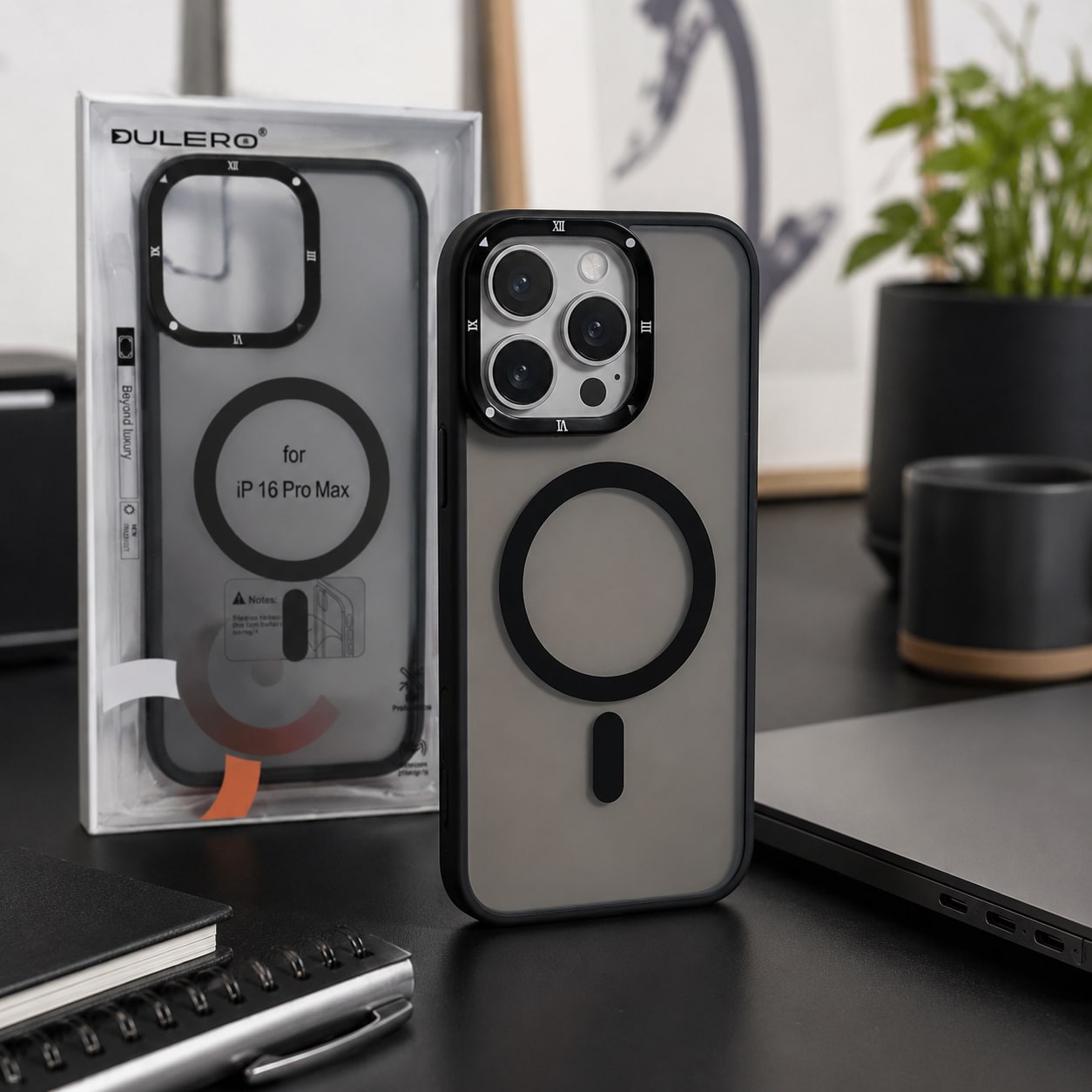 Mbrojtese - case DULERO për iPhone 16 Pro Max – Magnetic Ring për Wireless Charging, Mbrojtje Kamerash dhe Dizajn Smoky Transparent - foto 4