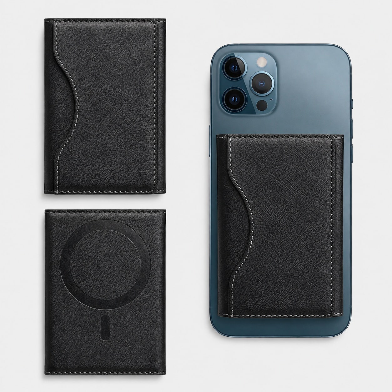 Kuletë Magnetike për Telefon – Card Holder MagSafe-Style, Mbajtëse Kartelash me Dizajn Premium – Black - foto 2