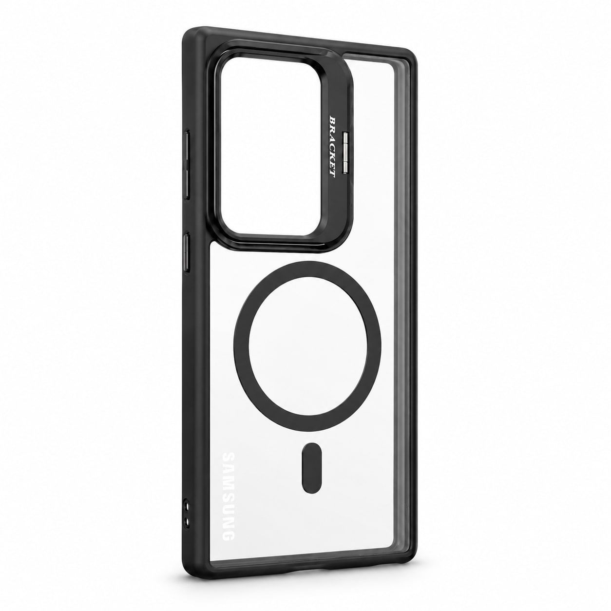 Mbrojtese Magnetike për Samsung Galaxy S24 Ultra me mbrojtje kamerash dhe Bracket – Transparent/Black për mbështetje – e zezë - foto 6