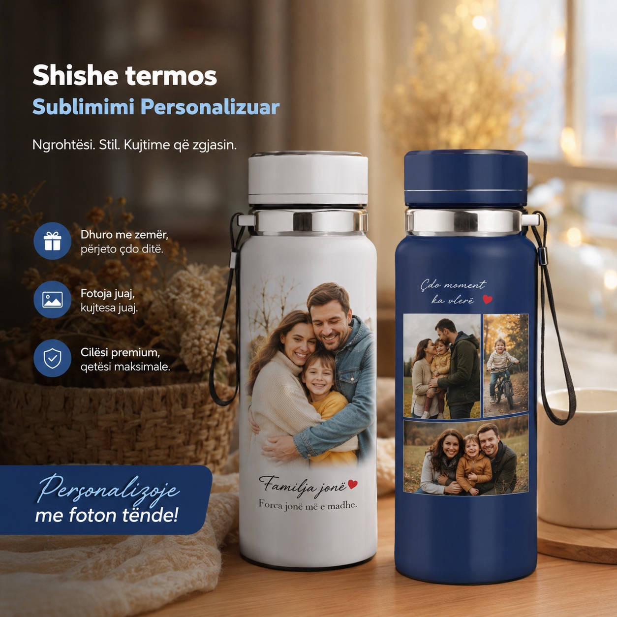 Shishe Termos 600ml e Personalizuar, Inox SUS 304, e Bardhë, Ideale për Sublimim