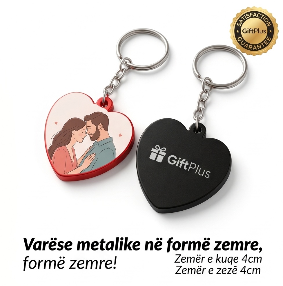 Varëse Çelësash Metalike në Formë Zemre, për Sublimim (4 cm)