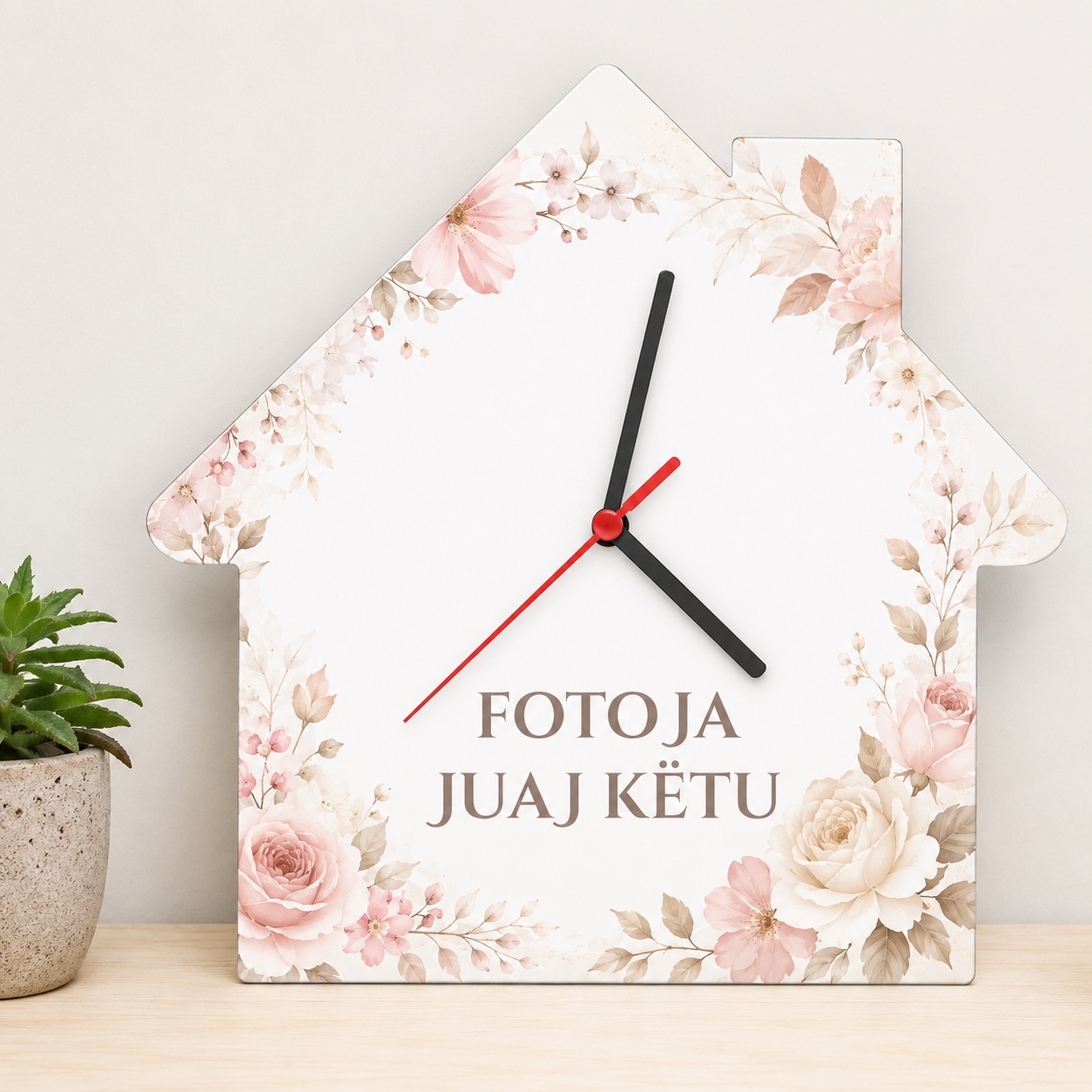Orë Muri e Personalizuar me Foto, Formë Shtëpie MDF, 20x20 cm
