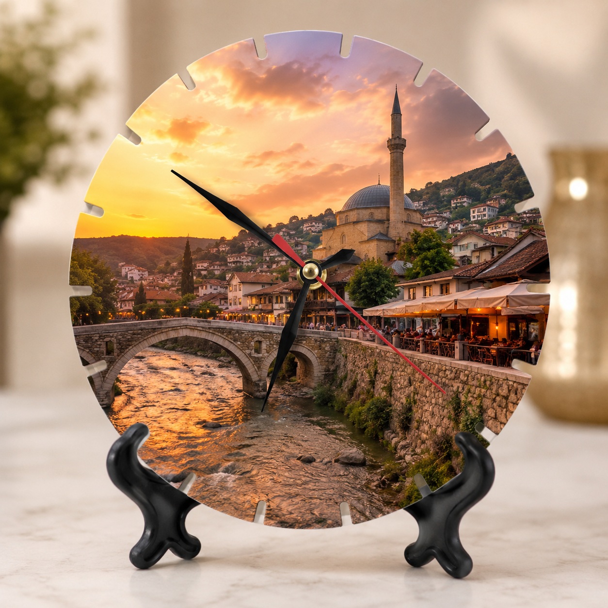 Orë Tavoline e Personalizuar me Foto, e Rrumbullakët MDF me Detaje, 20 cm