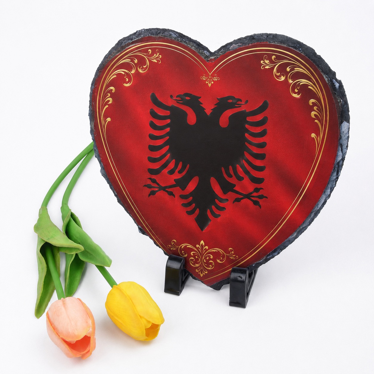 Gur Dekorativ i Personalizuar me Foto, Formë Zemre 15x15 cm, Dhuratë Ideale për Përvjetor dhe Ditëlindje
