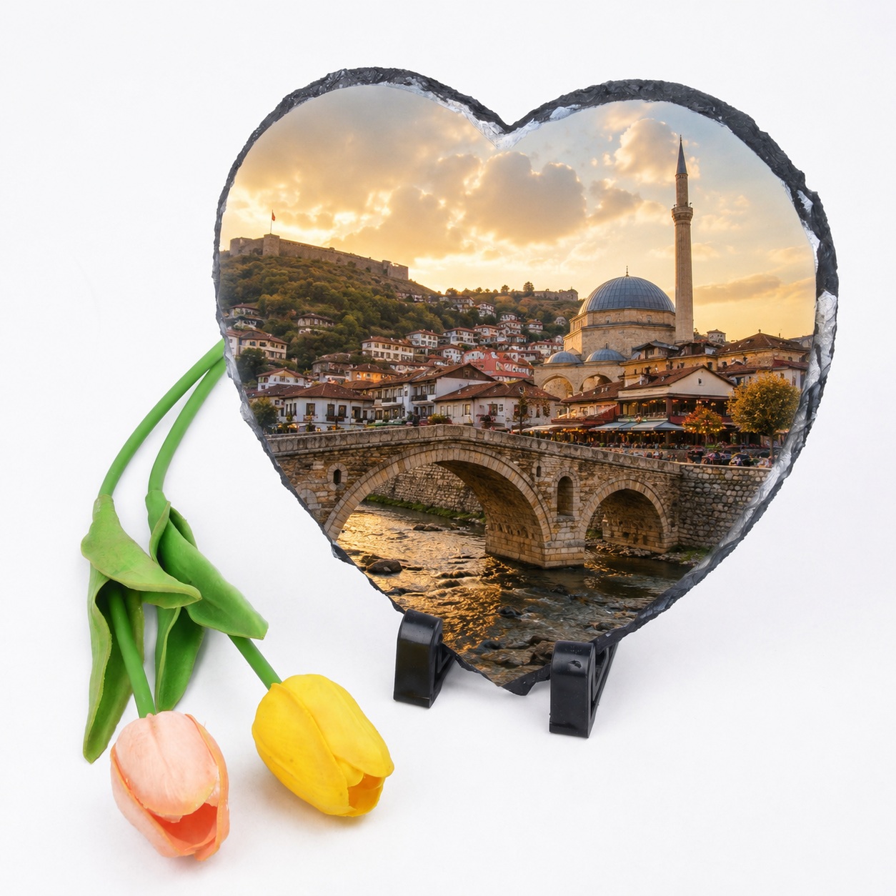 Gur Dekorativ i Personalizuar me Foto, Formë Zemre 15x15 cm, Dhuratë Ideale për Përvjetor dhe Ditëlindje