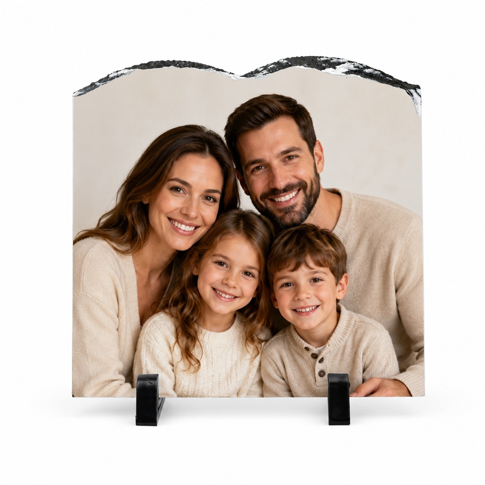 Gur Dekorativ i Personalizuar me Foto, Formë me Hark të Valëzuar 20x20 cm, Dhuratë Elegante