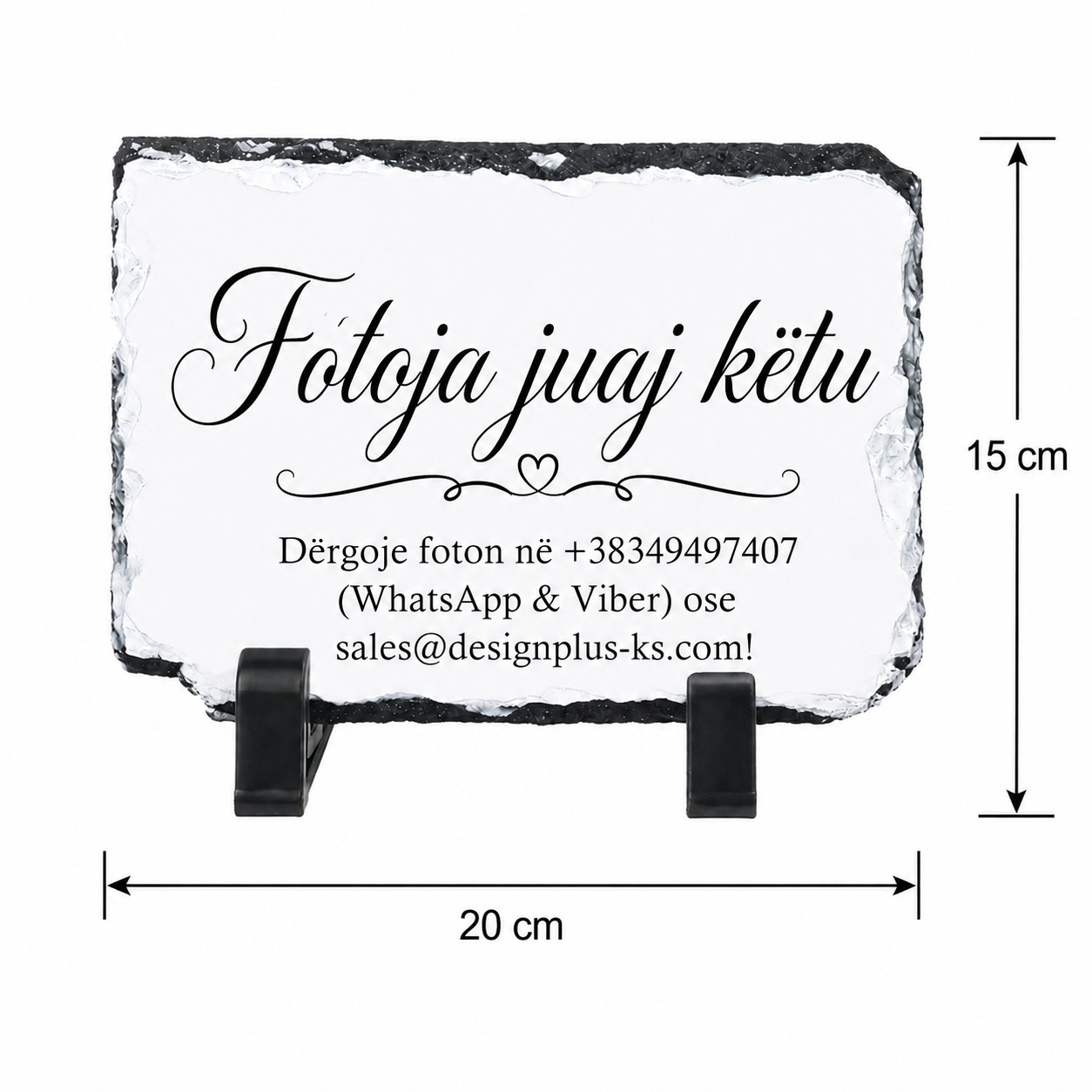 Gur Dekorativ i Personalizuar me Foto, Formë Drejtkëndëshe 15x20 cm, Kujtim me Skaje Natyrale