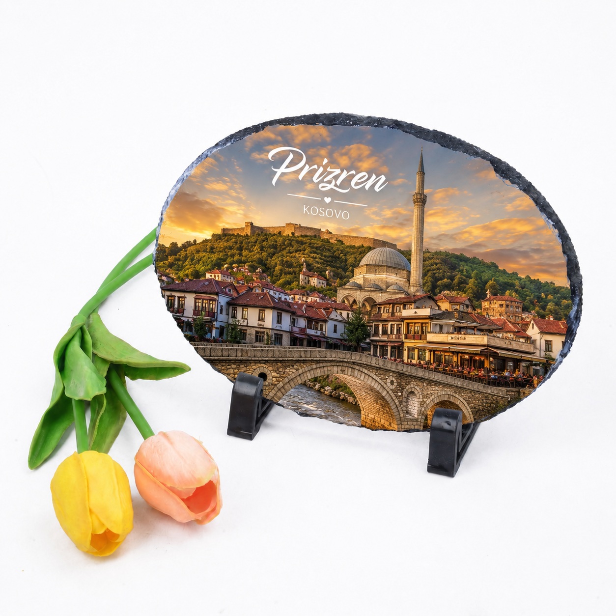 Gur Dekorativ i Personalizuar me Foto, Formë Ovale, Kujtim Romantik dhe Elegant