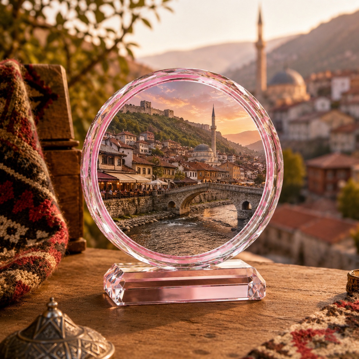 Pllakë Kristali Rrethore për Sublimim me Bazament, 15 cm