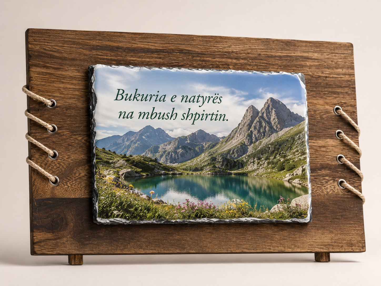 Gur dekorativ 20x20 cm me kornizë druri, i personalizuar me foto - foto 3
