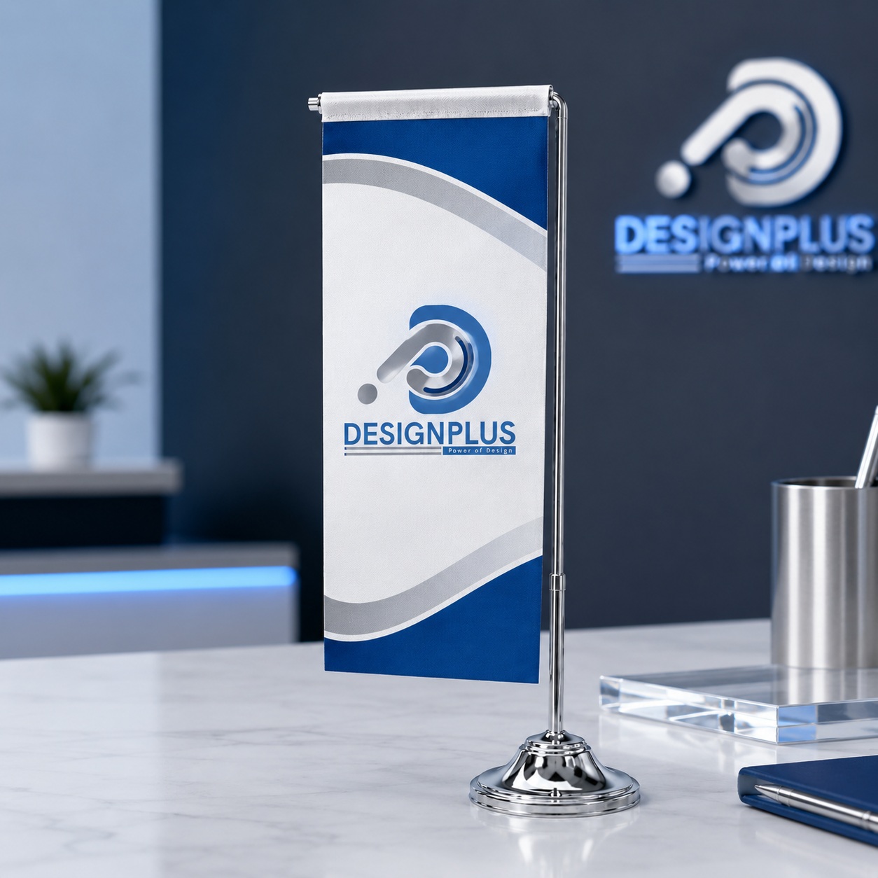 Flamur Tavoline Vertikal i Personalizuar, 10x20cm me Bazament Metalik