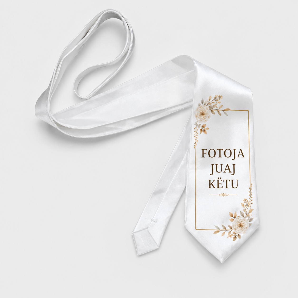 Kravatë Elegante e Personalizuar për të Rritur, e Bardhë me Shkëlqim (Saten)