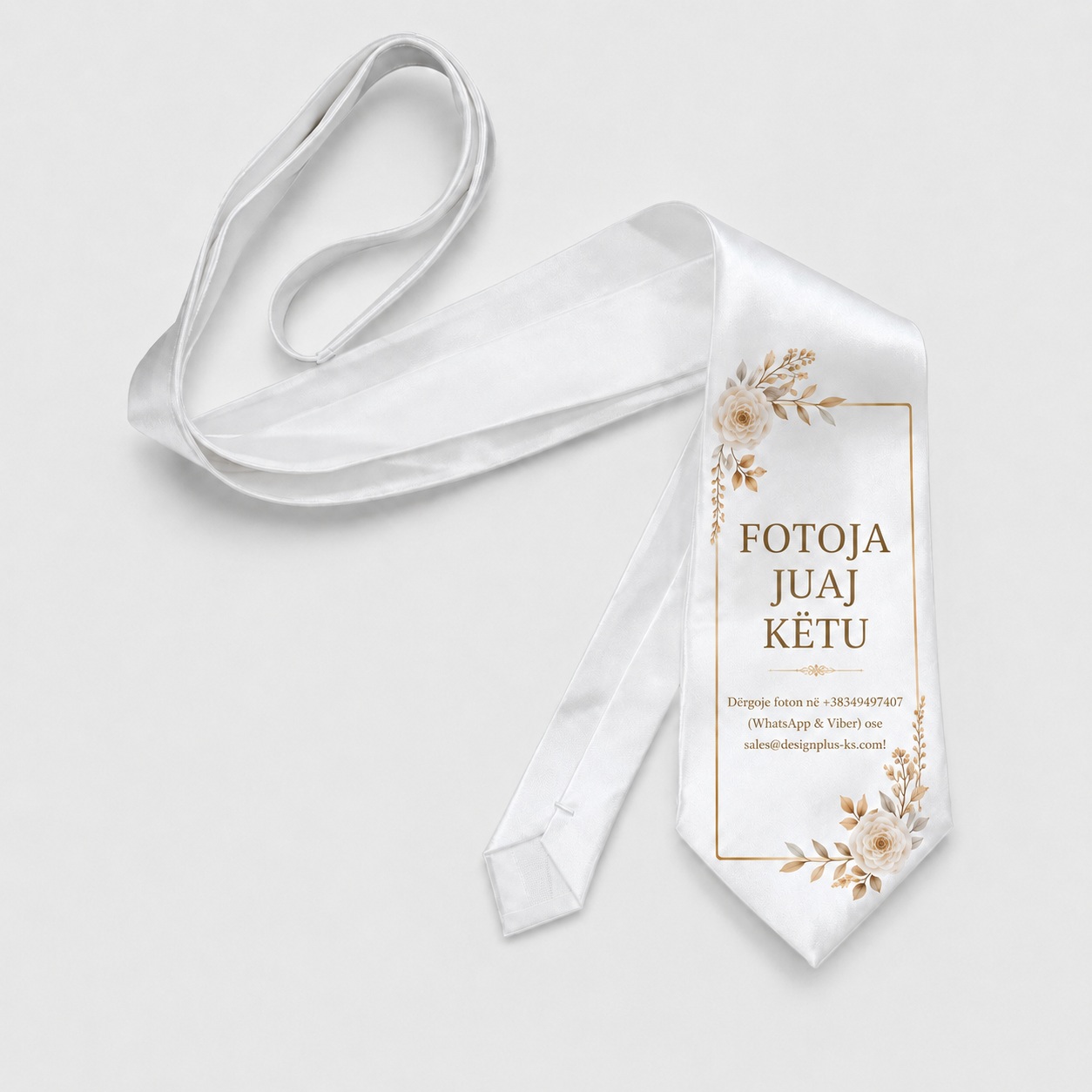 Kravatë Elegante e Personalizuar për të Rritur, e Bardhë me Shkëlqim (Saten)