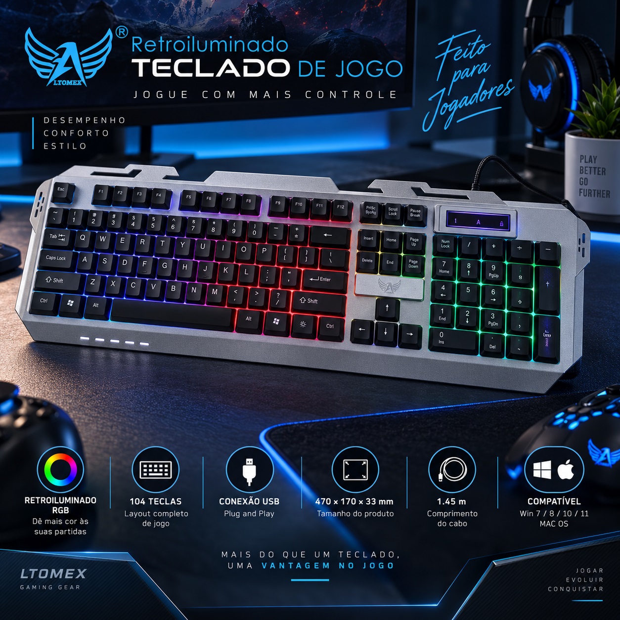 Tastierë Gaming me Ndriçim Shumëngjyrësh dhe Bllok Numerik – foto 5
