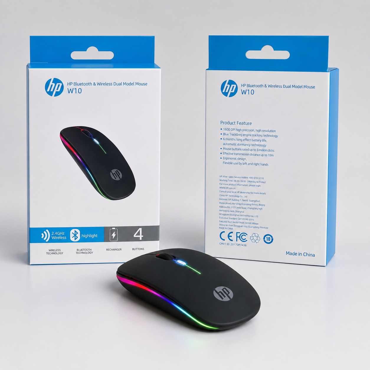 Maus Wireless HP W10 dual-mode me RGB – foto 3