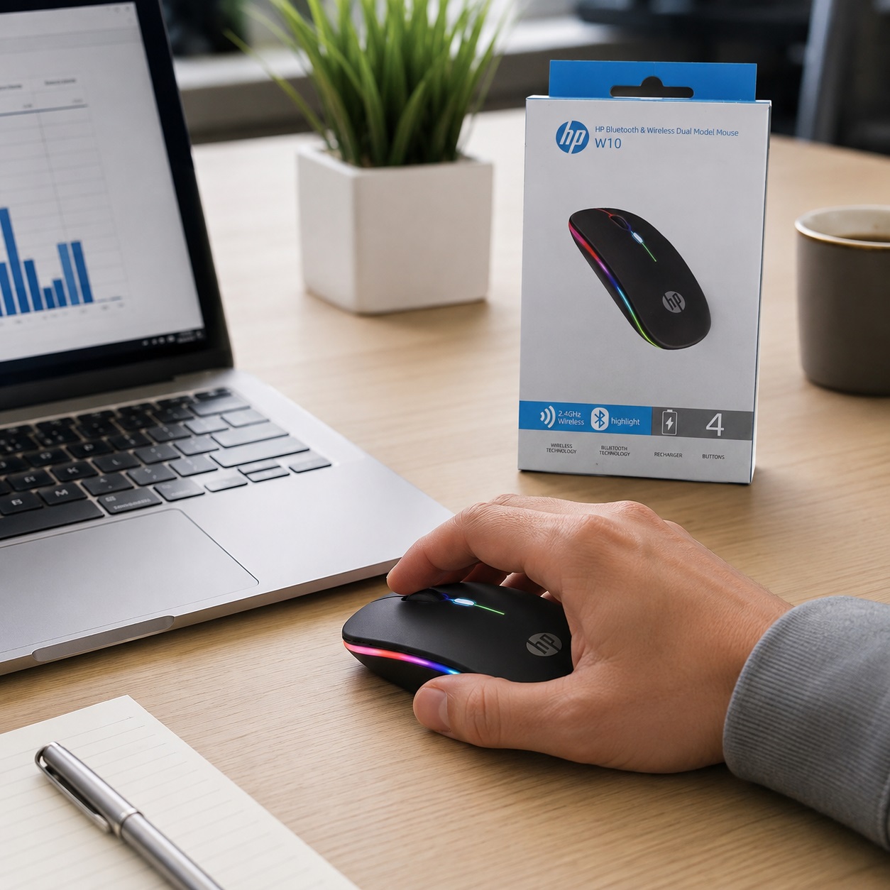 Maus Wireless HP W10 dual-mode me RGB – foto 5