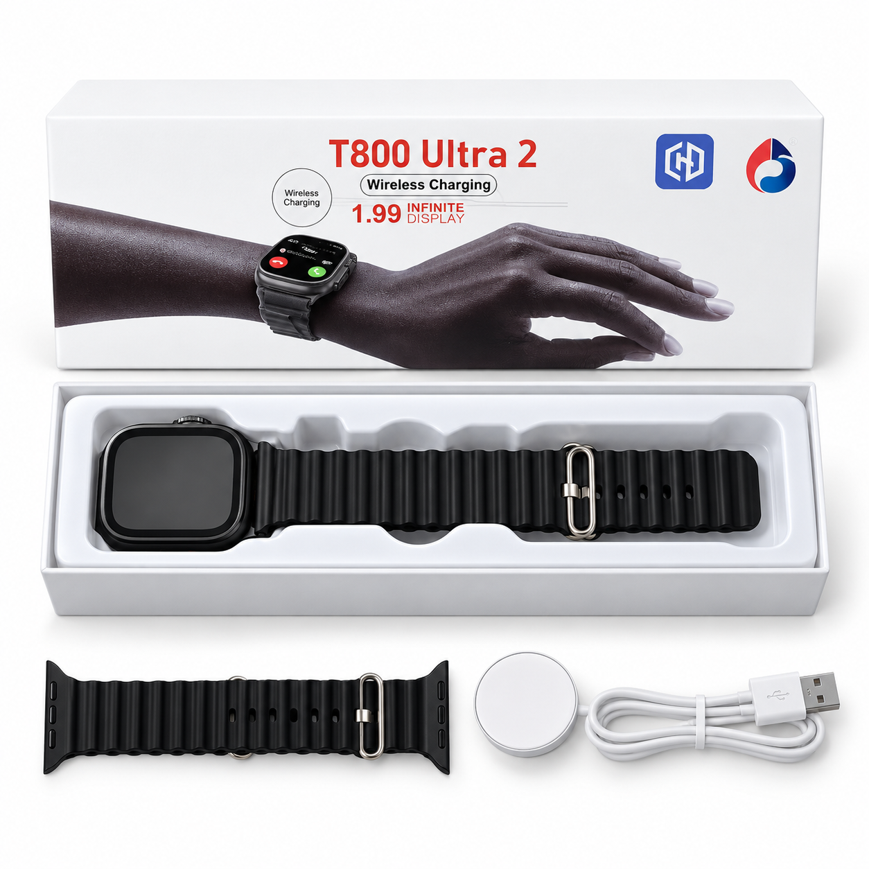 Orë Inteligjente T800 Ultra me Ekran 1.9″ dhe Rrip të Zi – foto 1