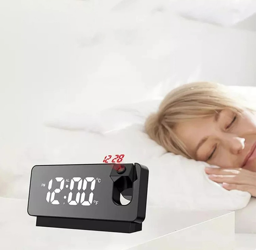 Orë Dixhitale Tavoline me Dizajn unik ne forme LED e ndriquar me termometer dhe alarm