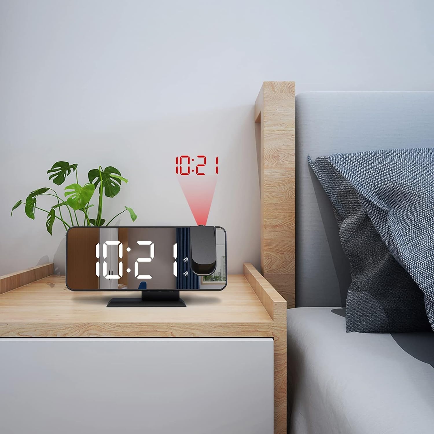 Orë Dixhitale Tavoline me Dizajn unik ne forme LED e ndriquar me termometer dhe alarm