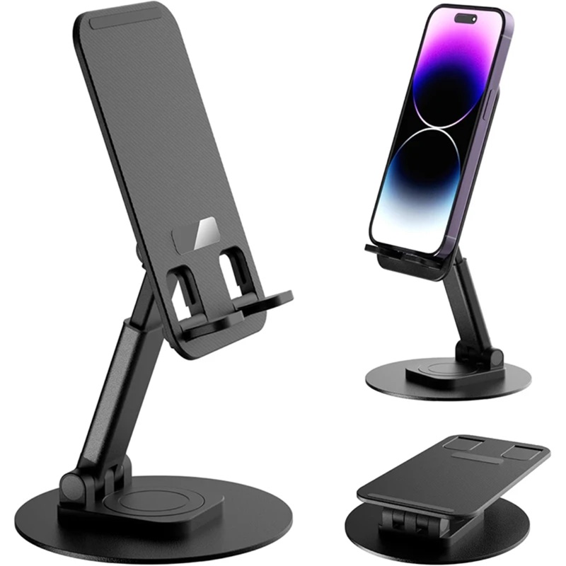 Mbajtëse Telefoni Desktop e Palosshme dhe e Rregullueshme, me dizajn modern dhe funksional, për përdorim të përditshëm, ngjyrë e zezë