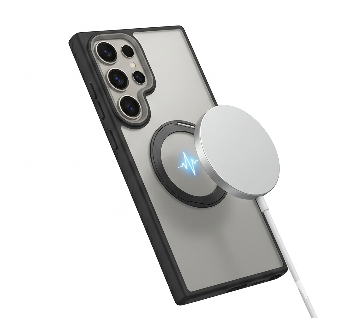 Mbrojtëse Silikoni MagSafe për Samsung Galaxy S25 & S24 Ultra, magnetik dhe praktik, për përdorim të përditshëm, e zezë/gri e errët