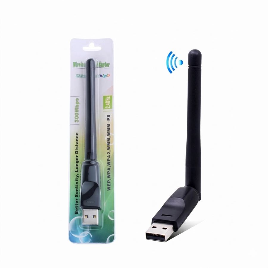 Antenë USB WiFi me Kënd të Rregullueshëm 300Mbps (Marrës Rrjeti), me lidhje të qëndrueshme pa tela, për përdorim të përditshëm, ngjyrë e zezë