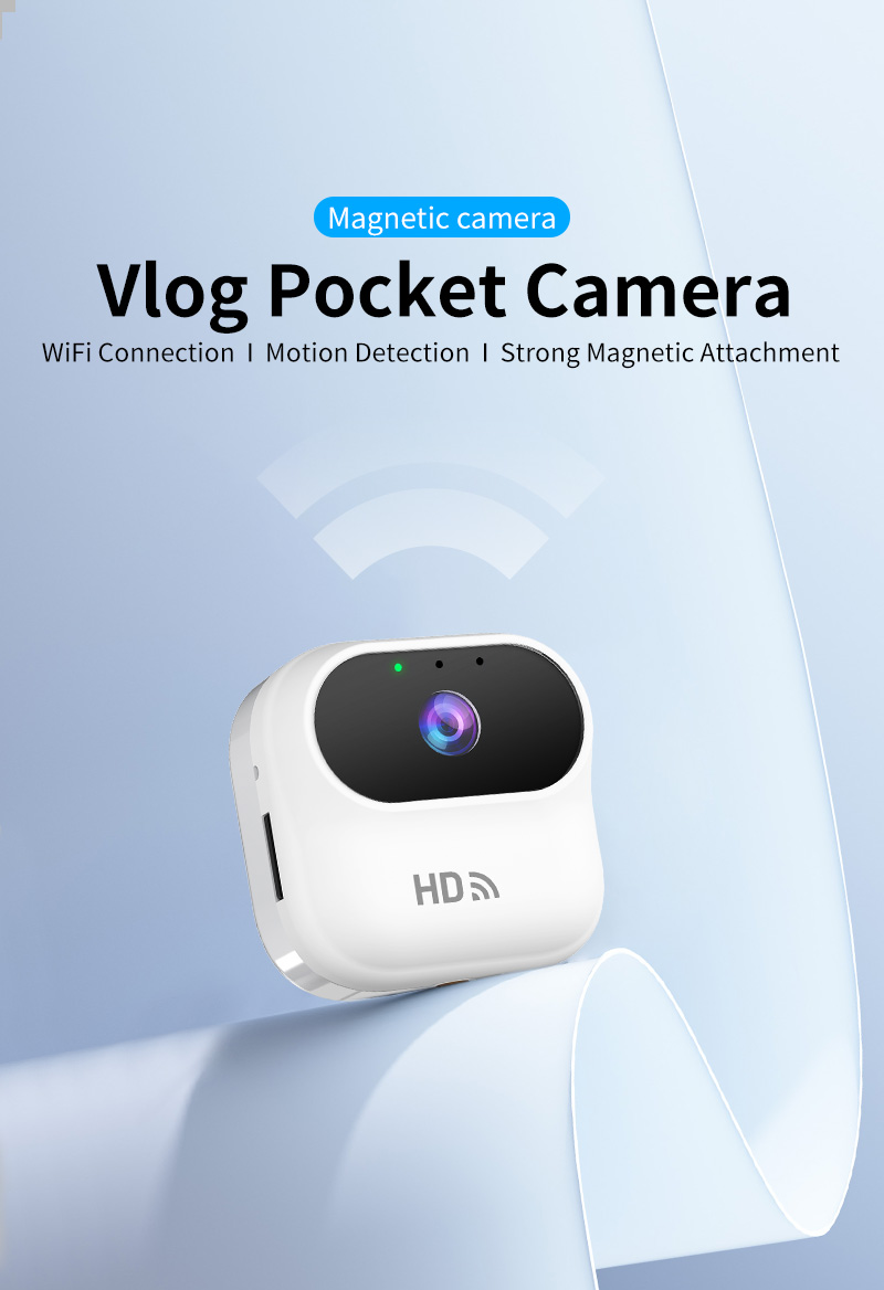 Mini Kamera Inteligjente WiFi me Mbajtëse, me lidhje të qëndrueshme pa tela, për shtëpi, familje dhe siguri, ngjyrë e bardhë
