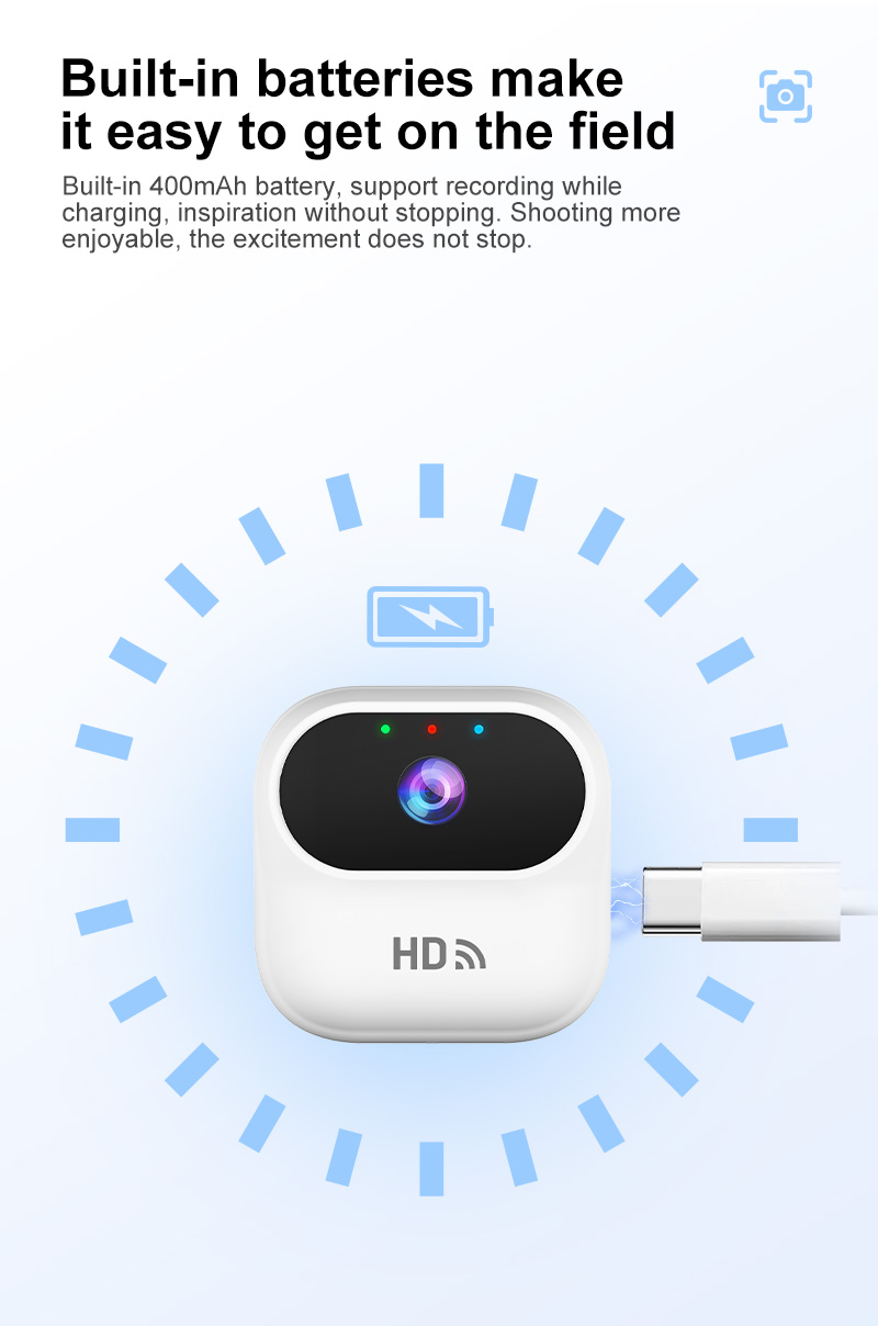 Mini Kamera Inteligjente WiFi me Mbajtëse, me lidhje të qëndrueshme pa tela, për shtëpi, familje dhe siguri, ngjyrë e bardhë