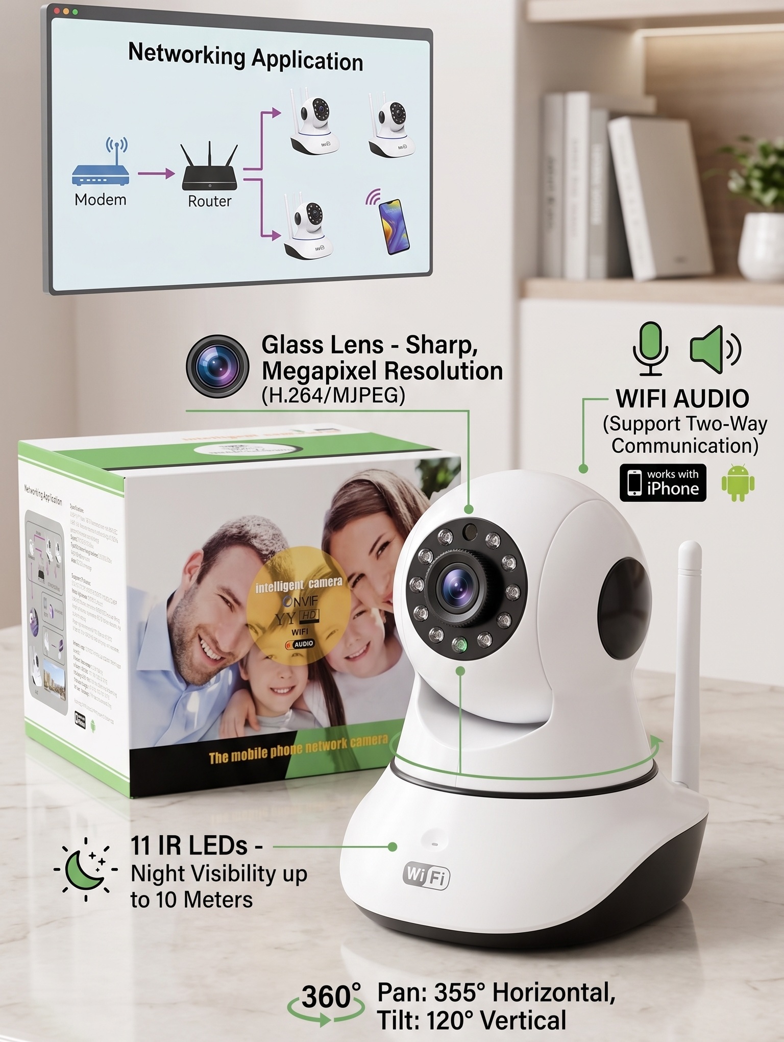 Kamerë Sigurie e Brendshme bestrío Bk01 1.3MP me WiFi dhe Audio