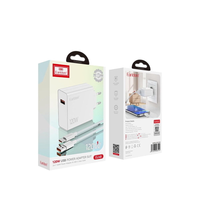 Karikues i Shpejtë Muri Earldom 120W (2-në-1 me Kabllo USB-C), me karikim të shpejtë, për shtëpi, zyrë dhe udhëtime, ngjyrë e bardhë