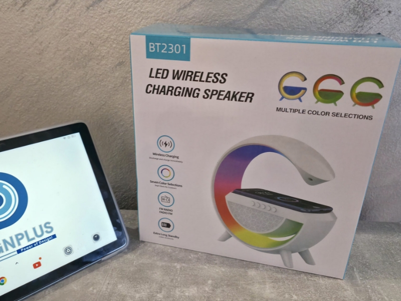 Altoparlant me Karikues Wireless BT2301, me lidhje Bluetooth pa tela, për shtëpi, zyrë dhe udhëtime, ngjyrë e bardhë