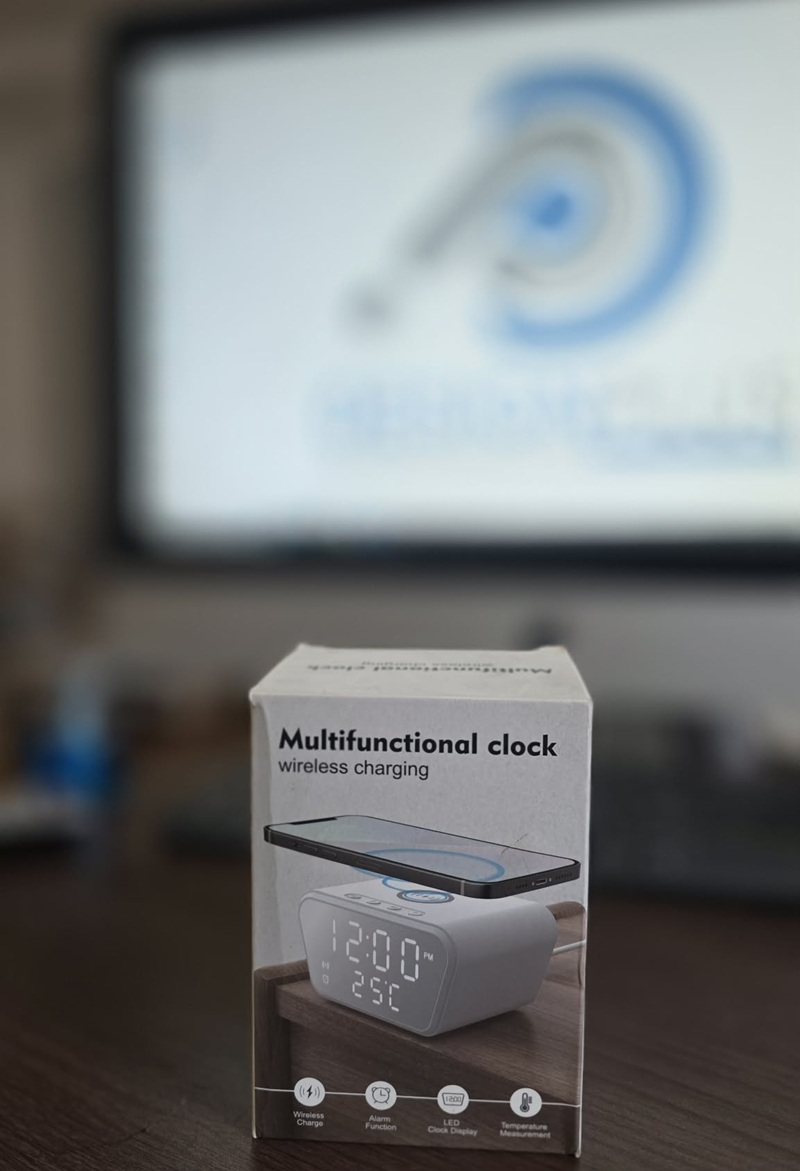 Ora Alarm me Karikim Wireless, me lidhje Bluetooth pa tela, për shtëpi, zyrë dhe udhëtime, ngjyrë e zezë