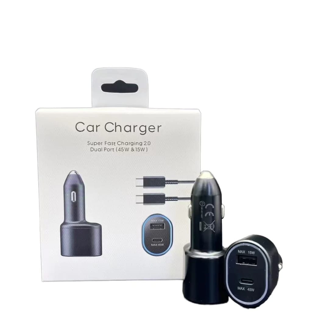 Karikues Makine Super Fast Charging 2.0 (45W & 15W), me karikim të shpejtë, për përdorim në veturë, ngjyrë e zezë