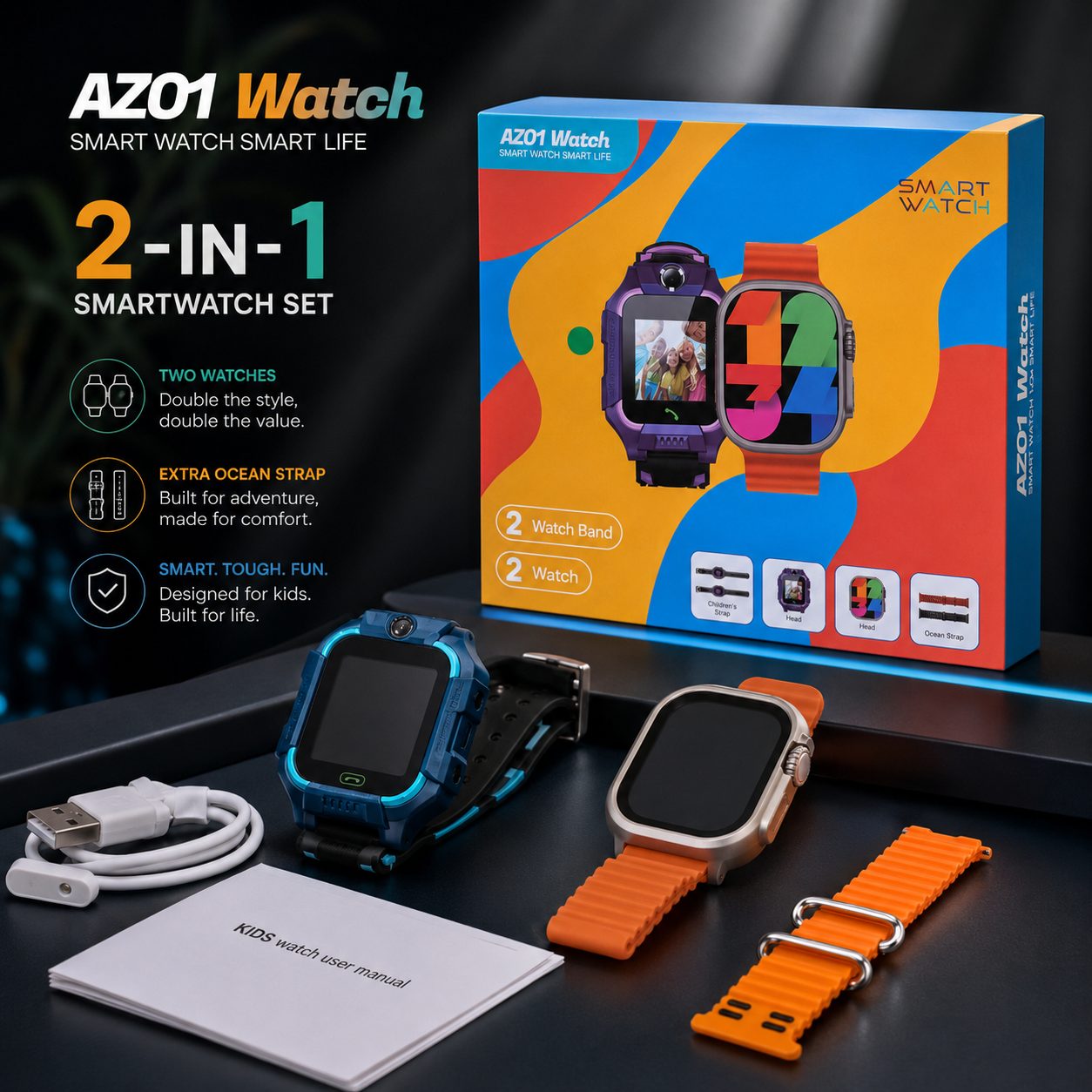 Set me 2 Orë Smart AZ01: një për Kids dhe një për të rritur - foto 5