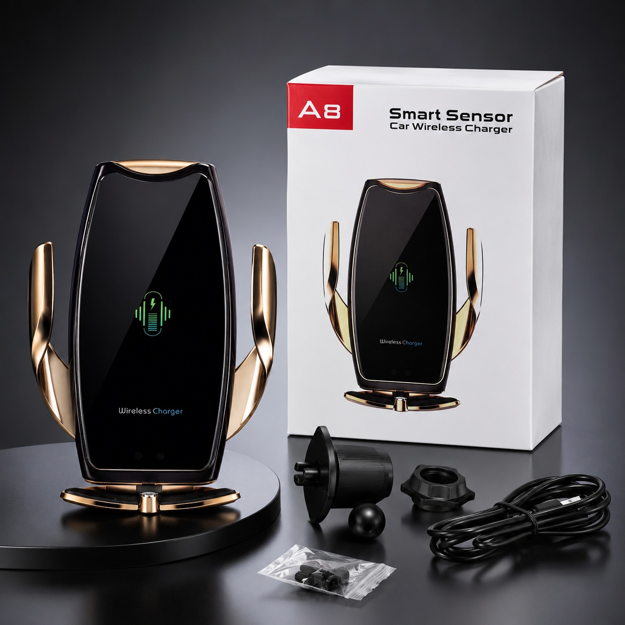 Mbajtëse Makine A8 me karikim wireless 15W - foto 3