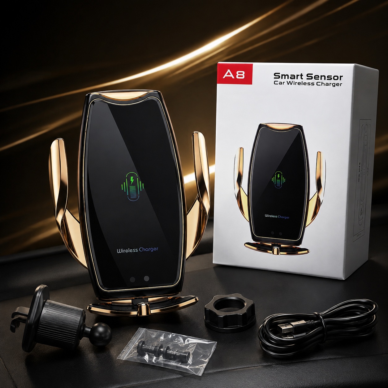 Mbajtëse Makine A8 me karikim wireless 15W - foto 4