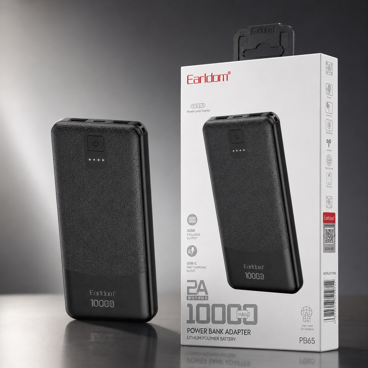 Power Bank Earldom PB65 10000mAh me USB-C dhe USB-A - foto 1