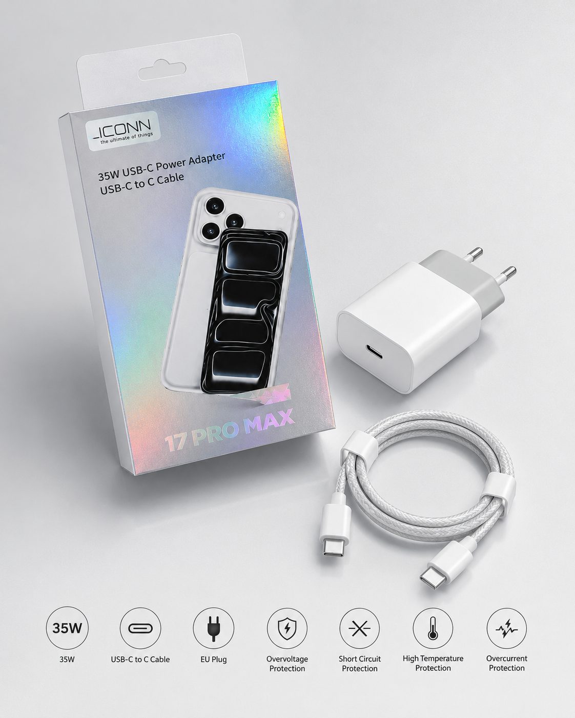 Adapter iConn 35W USB-C PD me karikim të shpejtë - foto 1