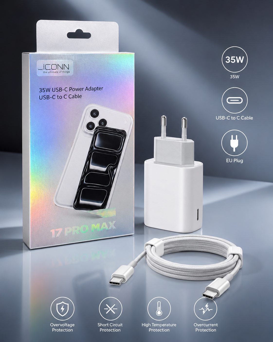 Adapter iConn 35W USB-C PD me karikim të shpejtë - foto 3