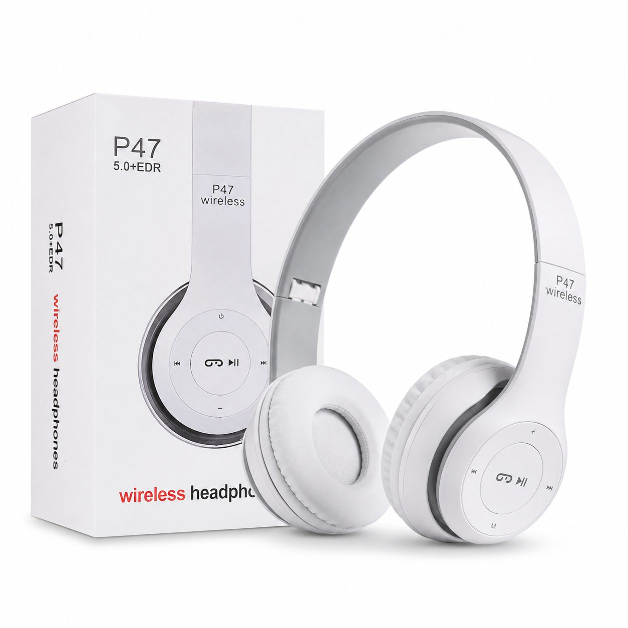 Kufje Wireless P47 me Bluetooth, ngjyrë e bardhë - foto 1