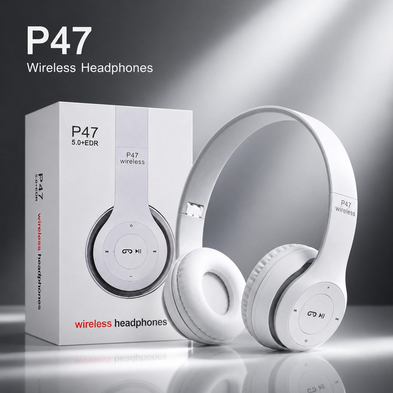 Kufje Wireless P47 me Bluetooth, ngjyrë e bardhë - foto 5
