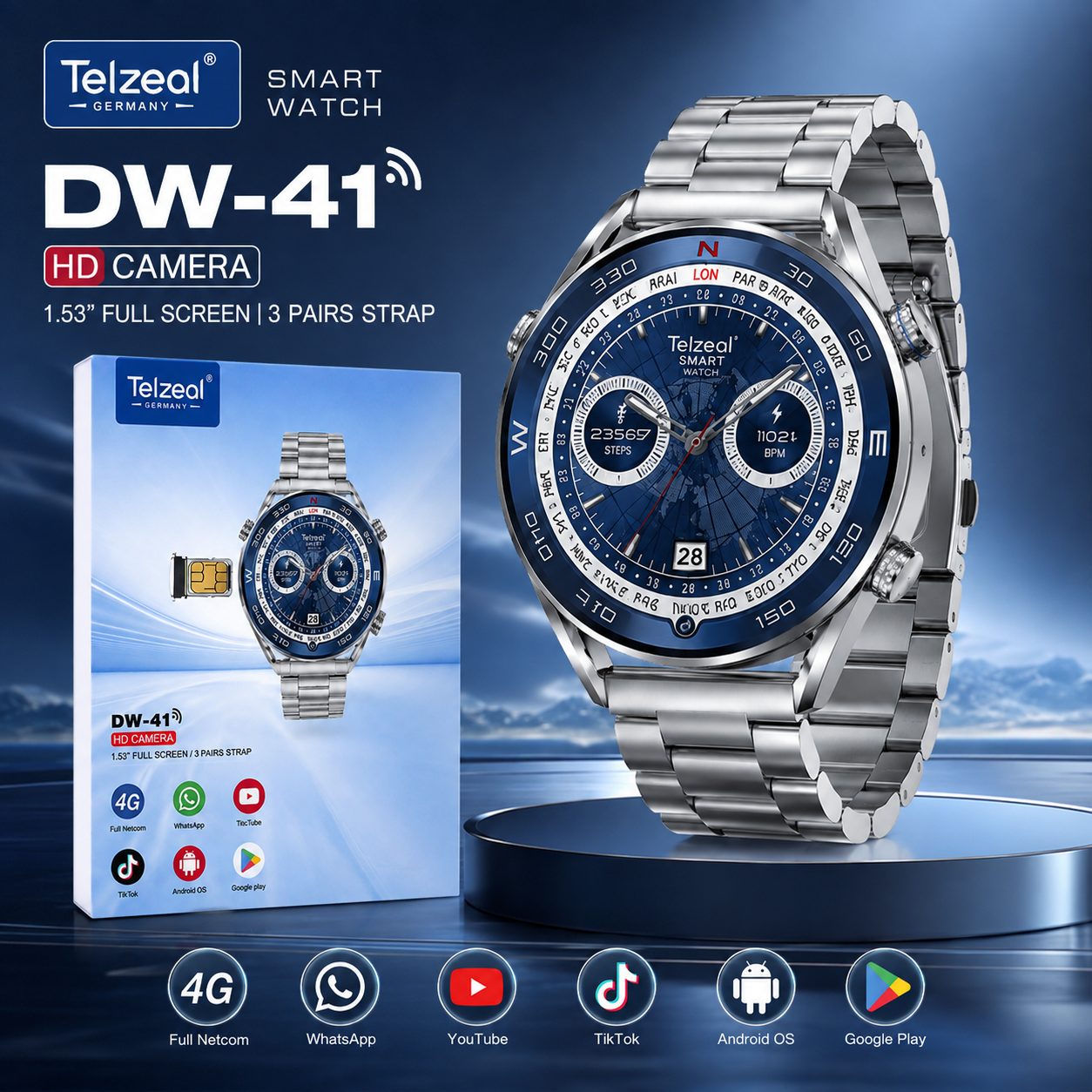 Orë Smart Telzeal DW-41 me ekran HD dhe modalitete sportive - foto 3